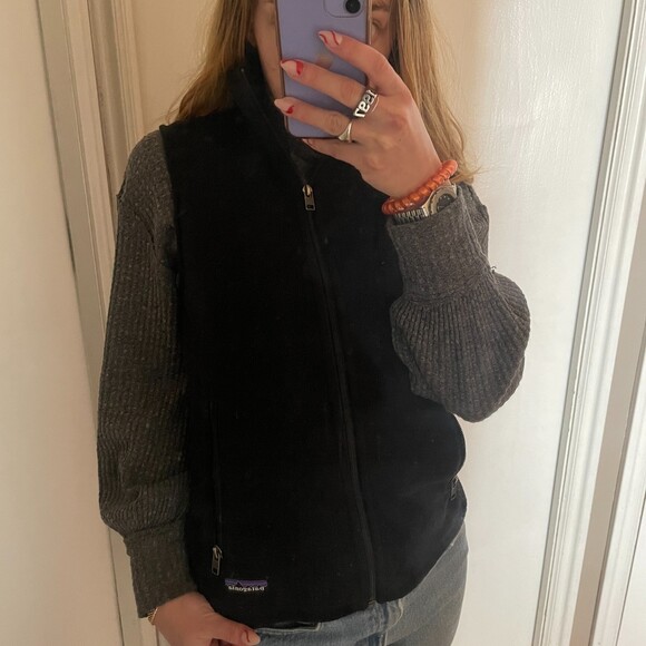 Patagonia Fleece Zip up Sweater Vest Black X-Small - Picture 1 of 7